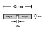 Neodym-Magnetsystem Ø 43 mm gummiert mit Innengewinde M4 hält 10,0 kg