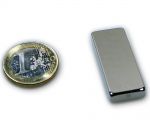 Quadermagnet 40,0 x 15,0 x 5,0 mm Neodym N45 vernickelt - hält 10,0 kg