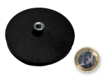 Neodym-Magnetsystem Ø 66 mm gummiert mit Gewindebuchse M5 hält 25,0 kg