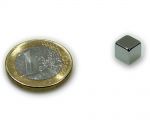 Würfelmagnet 7,0 x 7,0 x 7,0 mm Neodym N45 vernickelt - hält 3,2 kg