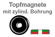 Flachgreifer-Topfmagnete mit Zylinderbohrung